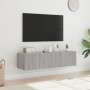 Mobili TV a Parete con Luci LED 2pz Grigio Sonoma 60x35x31 cm