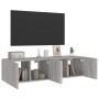 Mobili TV a Parete con Luci LED 2pz Grigio Sonoma 60x35x31 cm