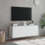 Mobili TV a Parete con Luci LED 2pz Bianchi 60x35x41 cm