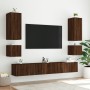 Mobile TV a Parete con Luci LED Rovere Marrone 100x35x41 cm