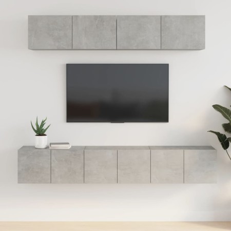 Set di Mobili Porta TV 5 pz Grigio Cemento in Legno Multistrato