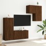 Mobili TV a Muro 4pz Rovere Marrone in Legno Multistrato