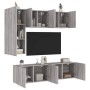 Mobili TV a Muro 5pz Grigio Sonoma in Legno Multistrato