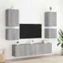 Mobili TV a Muro 6pz Grigio Sonoma in Legno Multistrato