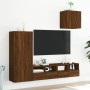 Mobili TV a Muro 4pz Rovere Marrone in Legno Multistrato