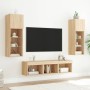 Mobili TV a Muro con LED 5pz Rovere Sonoma Legno Multistrato