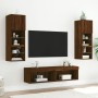 Mobili TV a Muro con LED 6pz Rovere Marrone Legno Multistrato