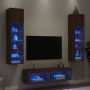 Mobili TV a Muro con LED 6pz Rovere Marrone Legno Multistrato