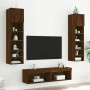 Mobili TV a Muro con LED 6pz Rovere Marrone Legno Multistrato