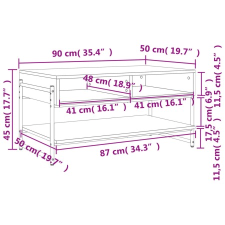 Tavolino da Salotto Rovere Sonoma 90x50x45 cm Legno Multistrato