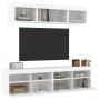 Mobili TV a Muro con LED 5pz Bianchi in Legno Multistrato