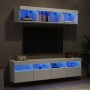 Mobili TV a Muro con LED 5pz Bianchi in Legno Multistrato