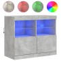 Credenza con Luci LED Grigio Cemento 81x37x67 cm