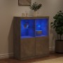 Credenza con Luci LED Grigio Cemento 81x37x100 cm