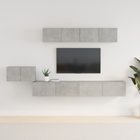 Set di Mobili Porta TV 5 pz Grigio Cemento in Legno Multistrato