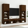 Mobili TV a Muro con LED 5pz Rovere Marrone Legno Multistrato