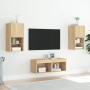 Mobili TV a Muro 4pz con Luci LED Rovere Sonoma