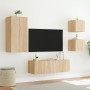 Mobili TV a Muro 4pz con Luci LED Rovere Sonoma