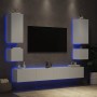 Mobili TV a Muro 6pz con Luci LED Bianchi