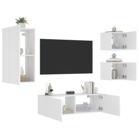 Mobili TV a Muro 4pz con Luci LED Bianchi