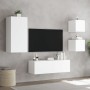 Mobili TV a Muro 4pz con Luci LED Bianchi