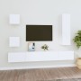 Set di Mobili Porta TV 5 pz Bianco in Legno Multistrato