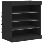 Credenza con Luci LED Nera 60,5x37x67 cm