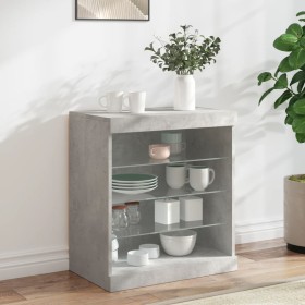 Credenza con Luci LED Grigio Cemento 60,5x37x67 cm