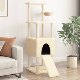 Albero per Gatti con Tiragraffi in Sisal Crema 153 cm