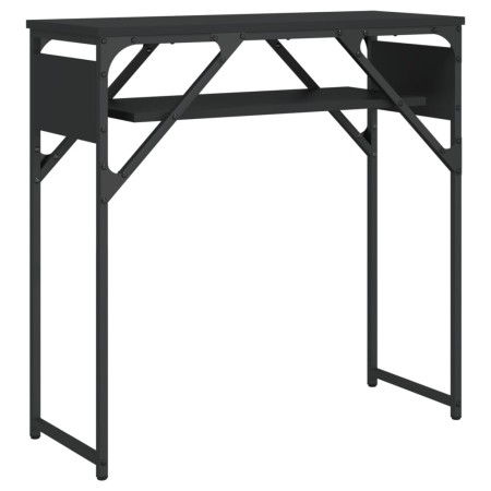 Tavolo Consolle con Ripiano Nero 75x30x75cm Legno Multistrato