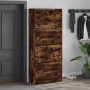 Scarpiera con 4 Cassetti Ribaltabili Rovere Fumo 80x34x187,5 cm