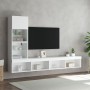 Mobili TV a Muro con LED 4pz Bianchi in Legno Multistrato