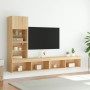 Mobili TV a Muro con LED 4pz Rovere Sonoma Legno Multistrato