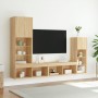 Mobili TV a Muro con LED 4pz Rovere Sonoma Legno Multistrato