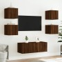 Mobili TV a Muro con LED 6pz Rovere Marrone Legno Multistrato