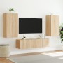 Mobili TV a Muro con LED 4pz Rovere Sonoma Legno Multistrato