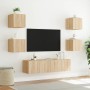 Mobili TV a Muro con LED 6pz Rovere Sonoma Legno Multistrato