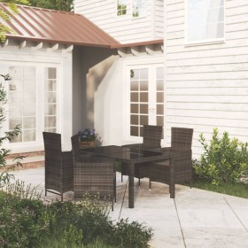 Set da Pranzo da Giardino 5 pz con Cuscini in Polyrattan Nero