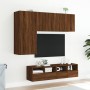 Mobili TV a Muro 5pz Rovere Marrone in Legno Multistrato