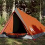 Tenda da Campeggio 2 Persone Grigio e Arancione Impermeabile