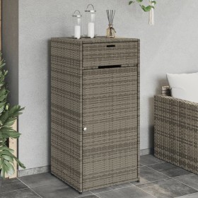 Armadietto Portaoggetti Giardino Grigio 55x55x111cm Polyrattan