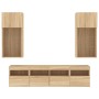 Mobili TV a Muro con LED 5pz Rovere Sonoma Legno Multistrato