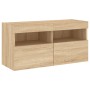 Mobili TV a Muro con LED 5pz Rovere Sonoma Legno Multistrato