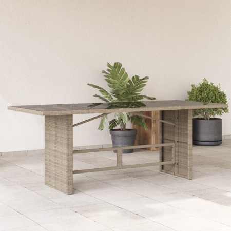 Tavolo da Giardino Piano in Vetro Grigio 190x80x74cm Polyrattan