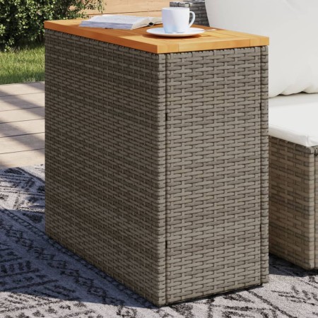 Tavolino Giardino Piano in Legno Grigio 58x27,5x55cm Polyrattan