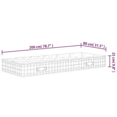 Materasso a Molle Insacchettate Medio Rigido 80x200 cm