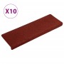 Tappetini per Scale Tessuto Agugliato 10 pz 65x21x4 cm Bordeaux