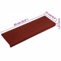 Tappetini per Scale Tessuto Agugliato 10 pz 65x21x4 cm Bordeaux