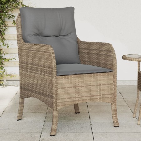 Sedie da Giardino con Cuscini 2 pz Beige Misto in Polyrattan