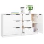 Credenze 2 pz Bianco Lucido 60x30x70 cm in Legno Multistrato